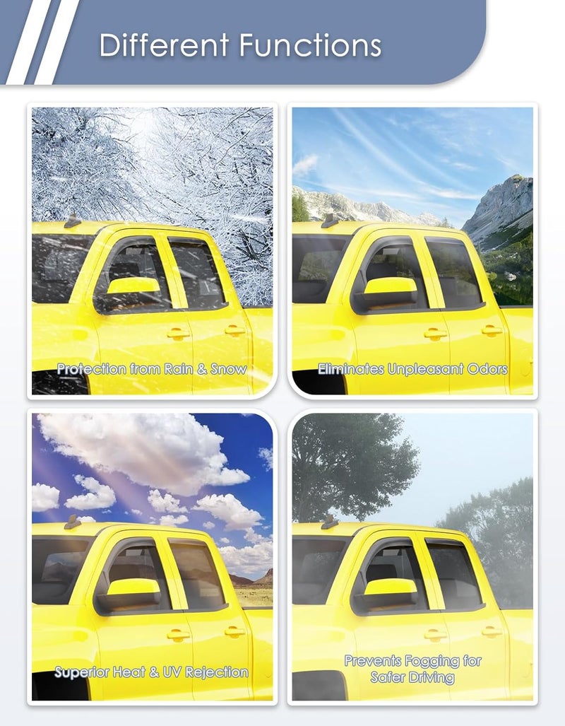 Goholy in-Channel Window Rain Guard for Chevrolet Chevy Silverado/GMC Sierra 2014-2018 Double Cab Rain Guards Side Window Visors Low Profile Vent Visor Window Deflectors Vent Shades Car Accessories - Image 4